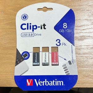 New Verbatim 8gb Clip-it Usb Flash Drive - 3pk - Black, White, Red - 8 Gb